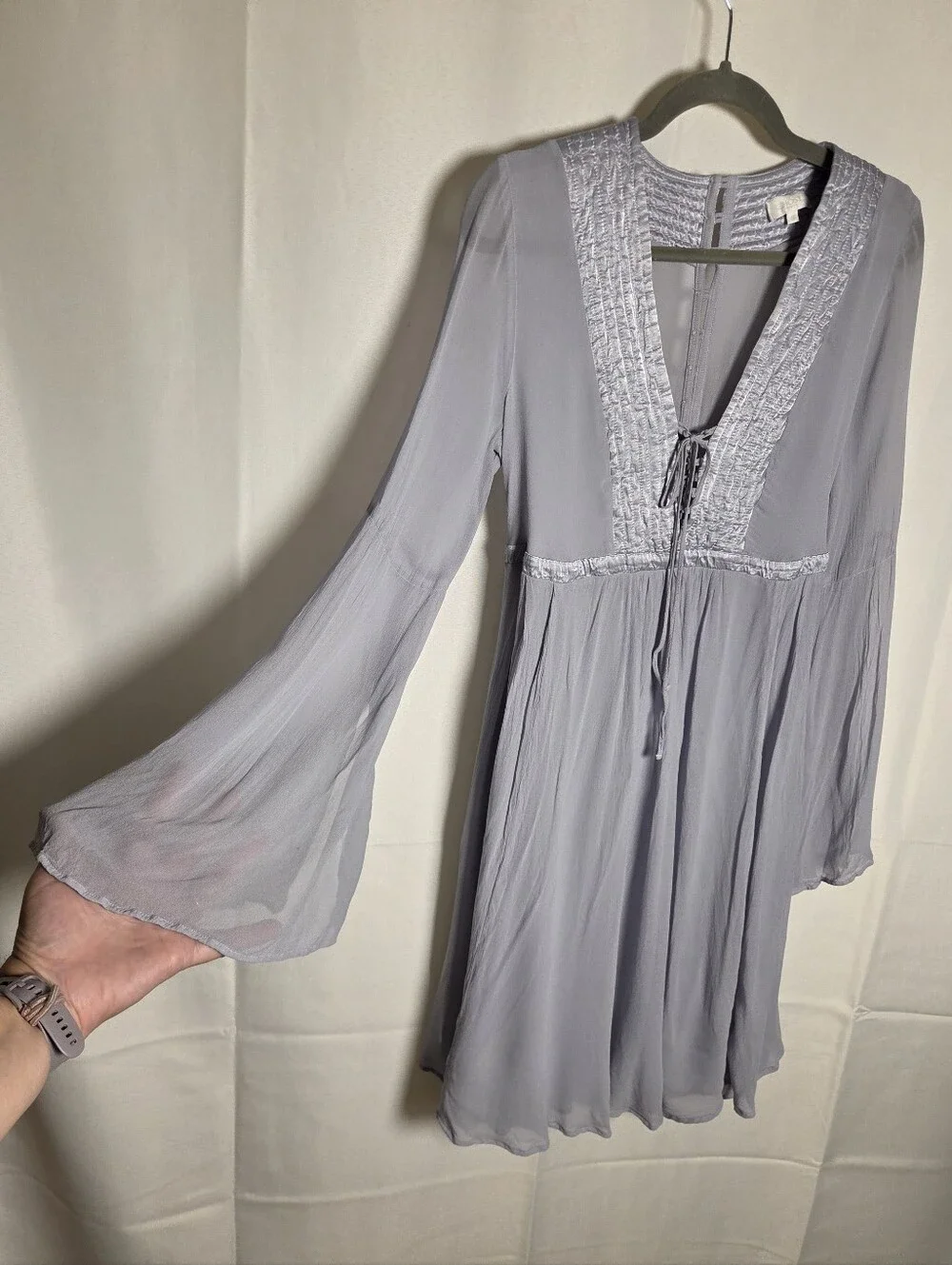 Anthropologie Ghost London Ethereal Corset Baby Doll Dress Bell Sleeves Small - Picture 3 of 10